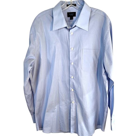 Haggar Men's 17.5 34 35  Shirt Dress Button Down Light Blue Top Size Large - Picture 1 of 7
